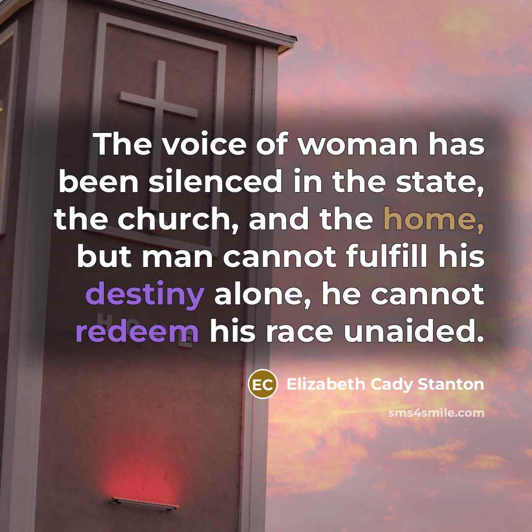 “The voice of woman has been silenced in the state,…” quote by Elizabeth Cady Stanton