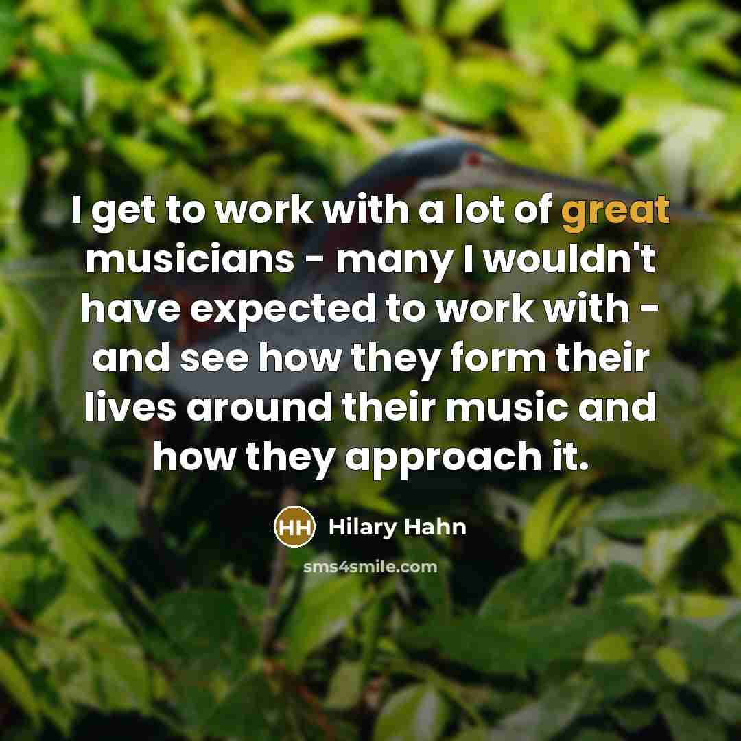 “I get to work with a lot of great musicians…” quote by Hilary Hahn