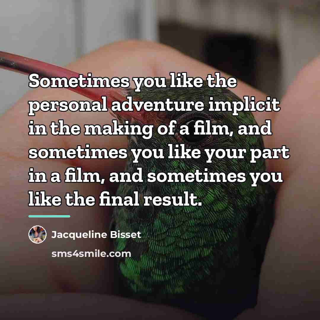 “Sometimes you like the personal adventure implicit in the making…” quote by Jacqueline Bisset