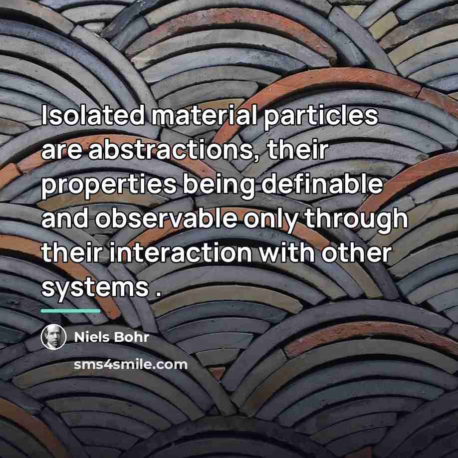 “Isolated material particles are abstractions, their properties being definable and…” quote by Niels Bohr