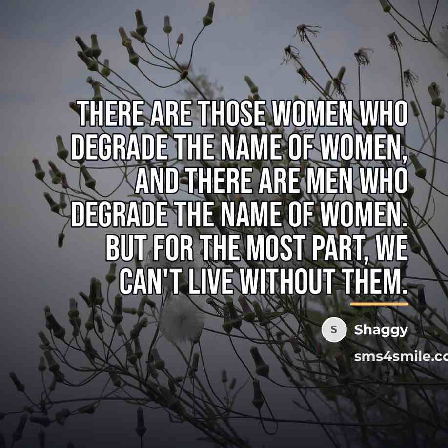 “There are those women who degrade the name of women,…” quote by Shaggy