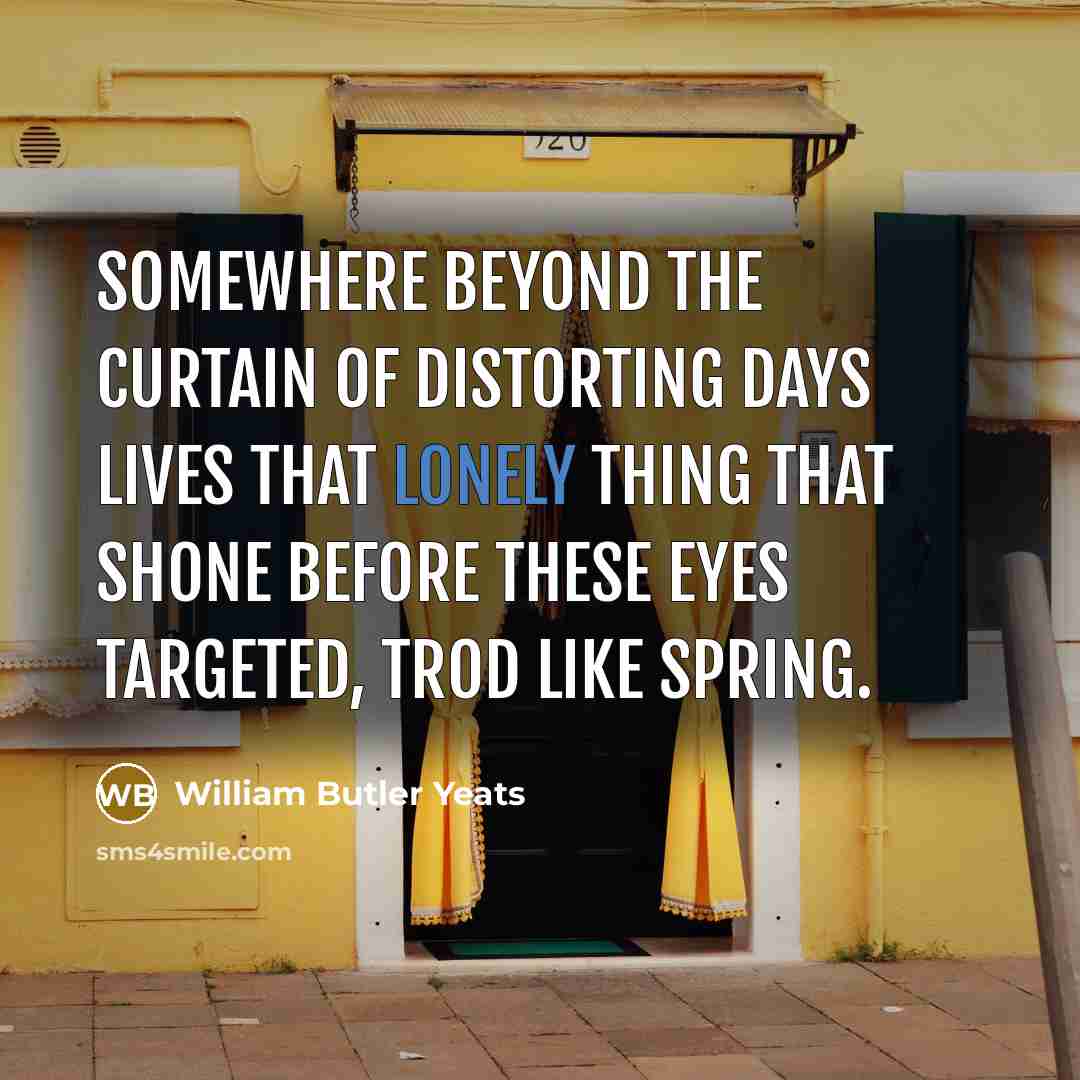 “Somewhere beyond the curtain Of distorting days Lives that lonely…” quote by William Butler Yeats