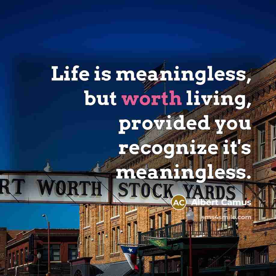 “Life is meaningless, but worth living, provided you recognize it's…” quote by Albert Camus