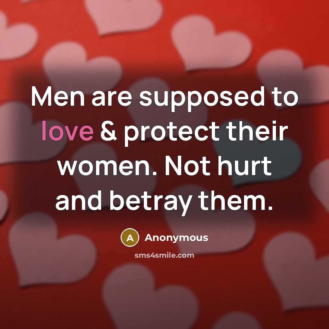 “Men are supposed to love & protect their women. Not…” quote by Anonymous
