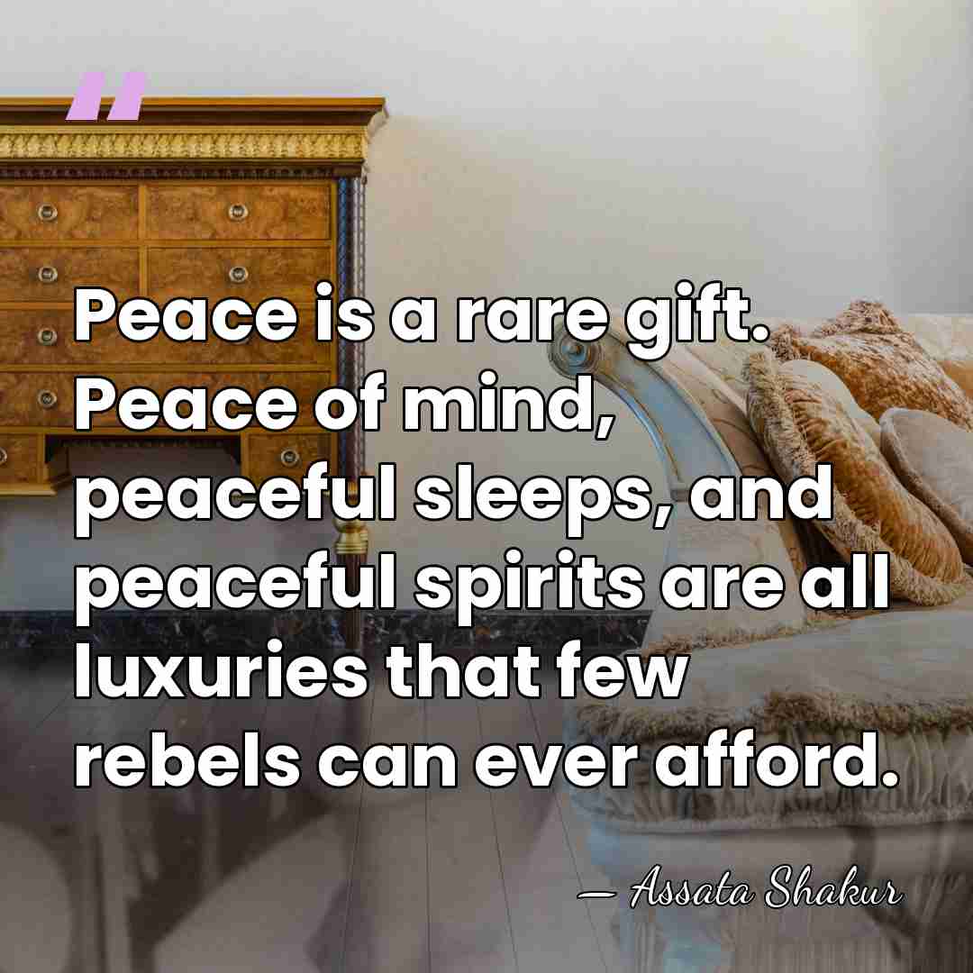 Peace is a rare gift. Peace of mind, peaceful sleeps, and peaceful&hellip; - Assata Shakur