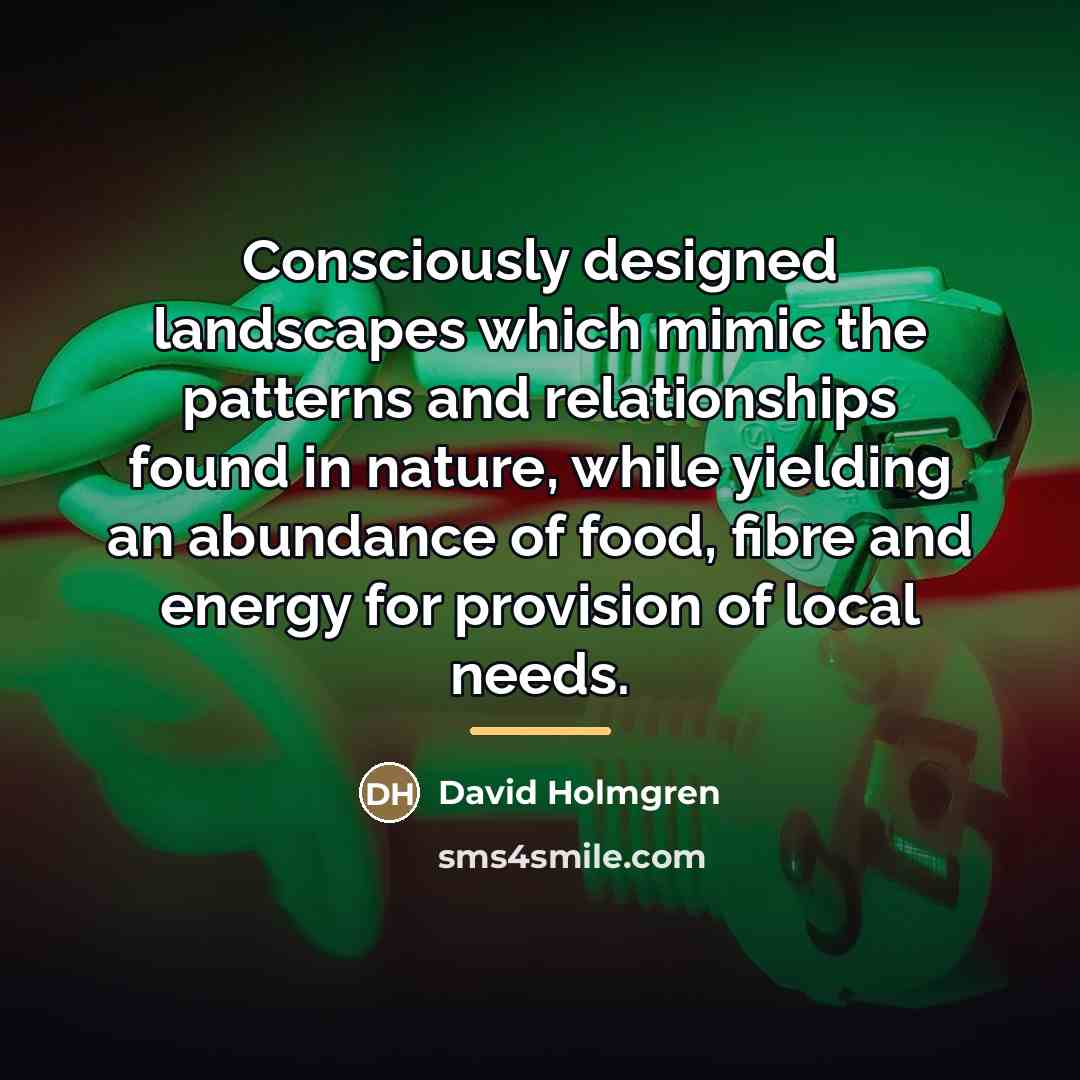“Consciously designed landscapes which mimic the patterns and relationships found…” quote by David Holmgren