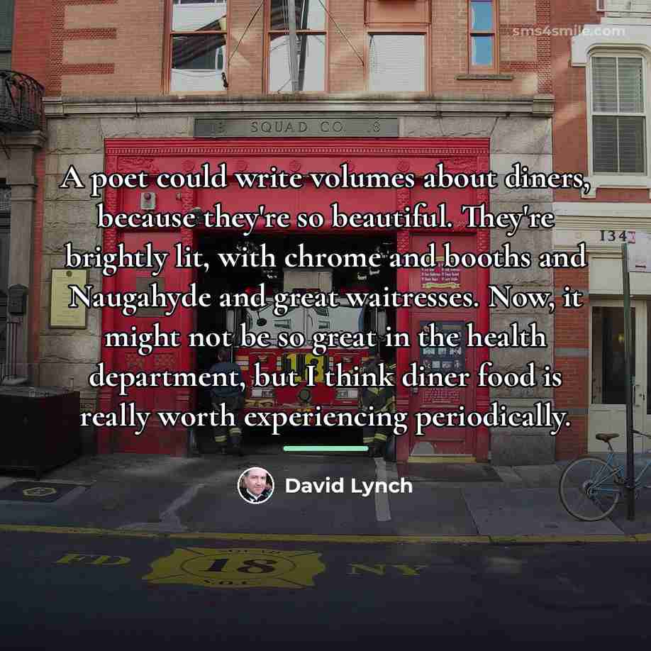“A poet could write volumes about diners, because they're so…” quote by David Lynch