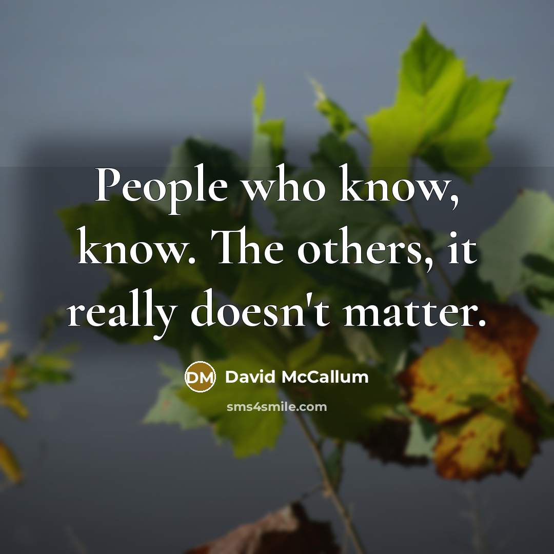 “People who know, know. The others, it really doesn't matter.” quote by David McCallum