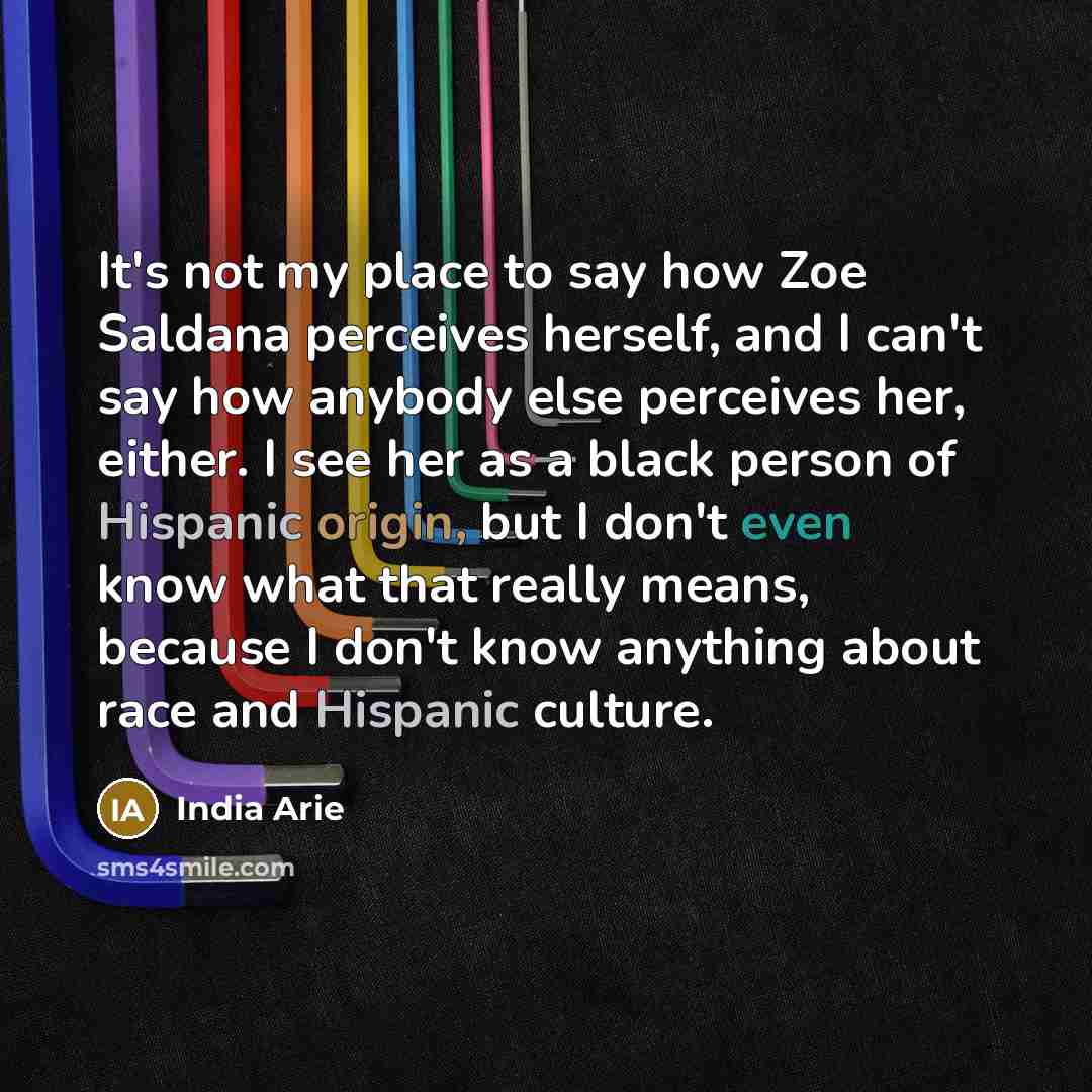 “It's not my place to say how Zoe Saldana perceives…” quote by India Arie