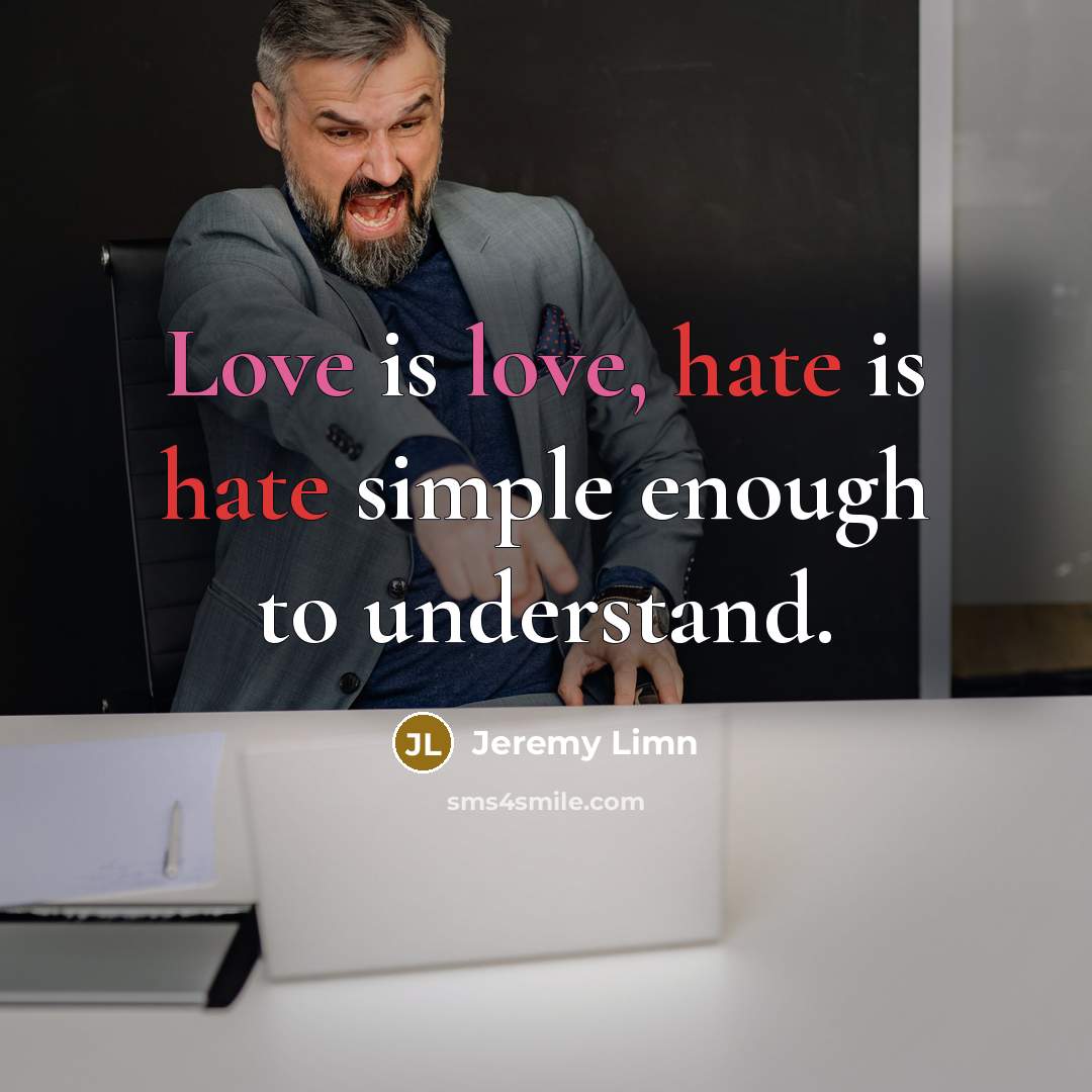 “Love is love, hate is hate simple enough to understand.” quote by Jeremy Limn