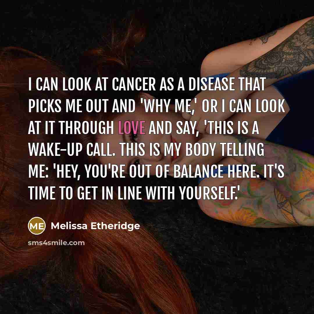 “I can look at cancer as a disease that picks…” quote by Melissa Etheridge