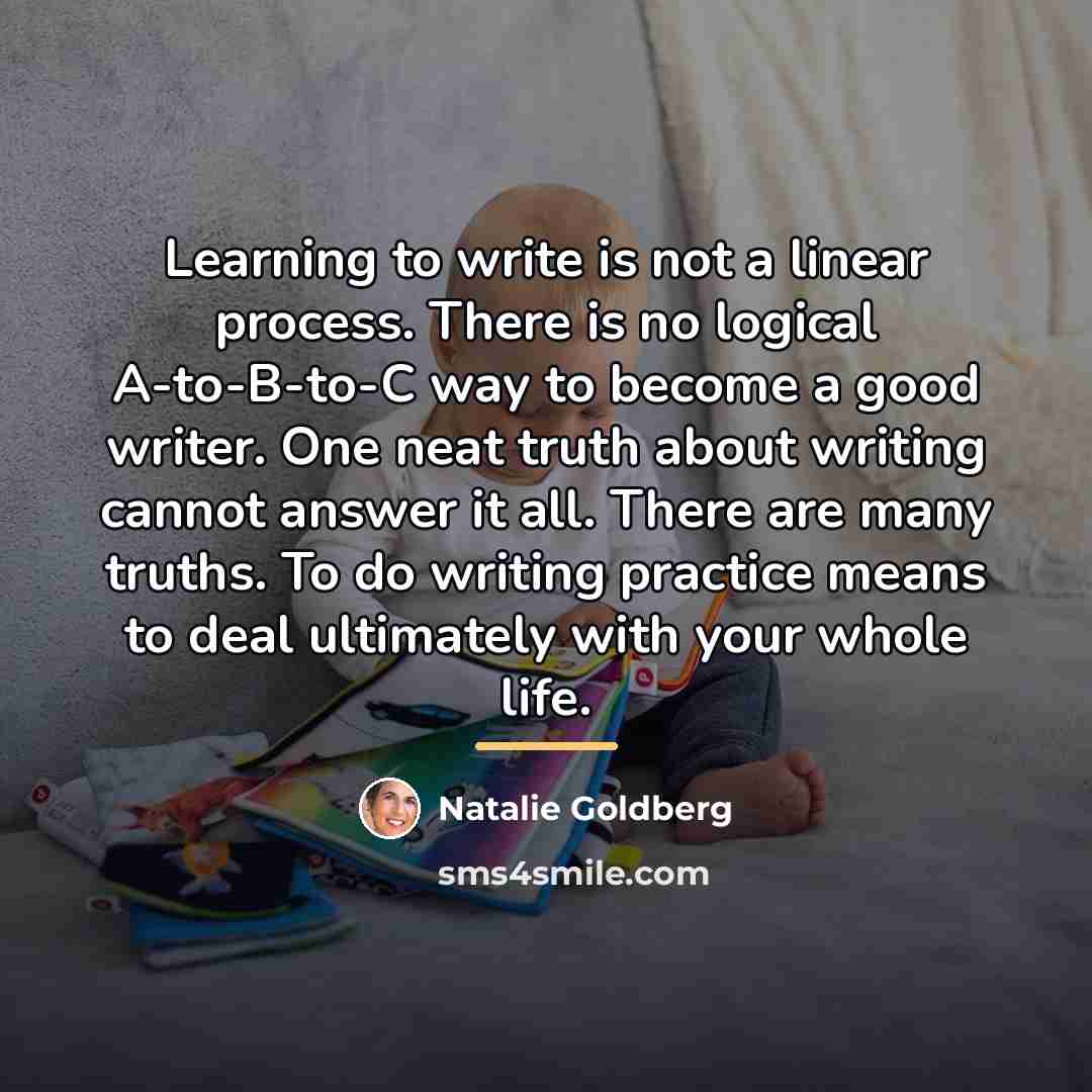 “Learning to write is not a linear process. There is…” quote by Natalie Goldberg