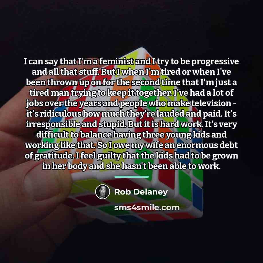 “I can say that I'm a feminist and I try…” quote by Rob Delaney