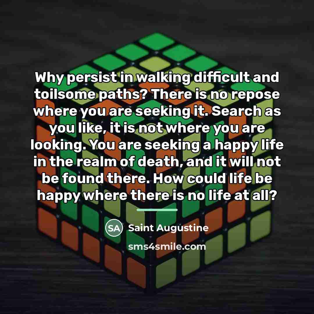 “Why persist in walking difficult and toilsome paths? There is…” quote by Saint Augustine