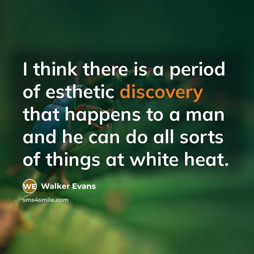“I think there is a period of esthetic discovery that…” quote by Walker Evans