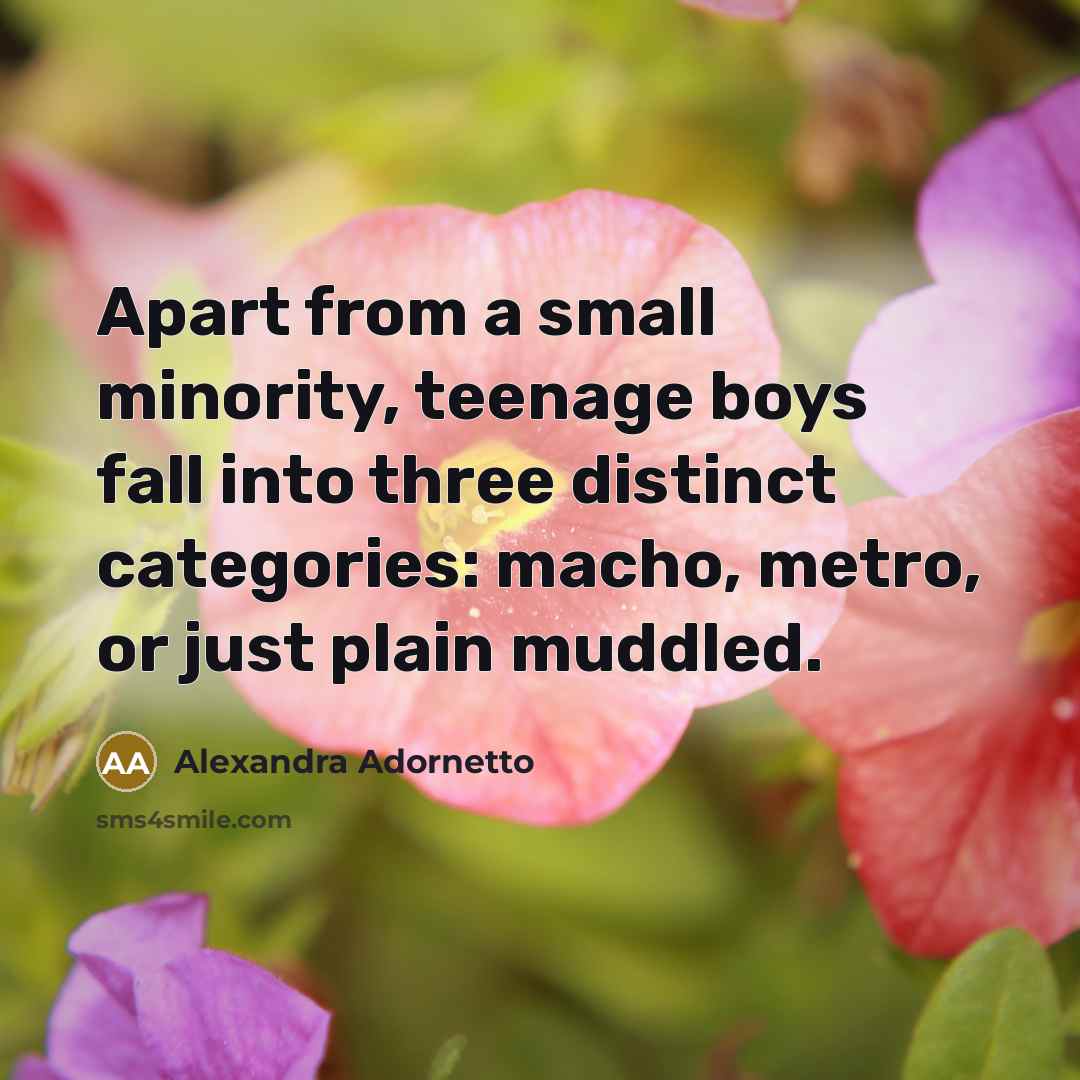 “Apart from a small minority, teenage boys fall into three…” quote by Alexandra Adornetto
