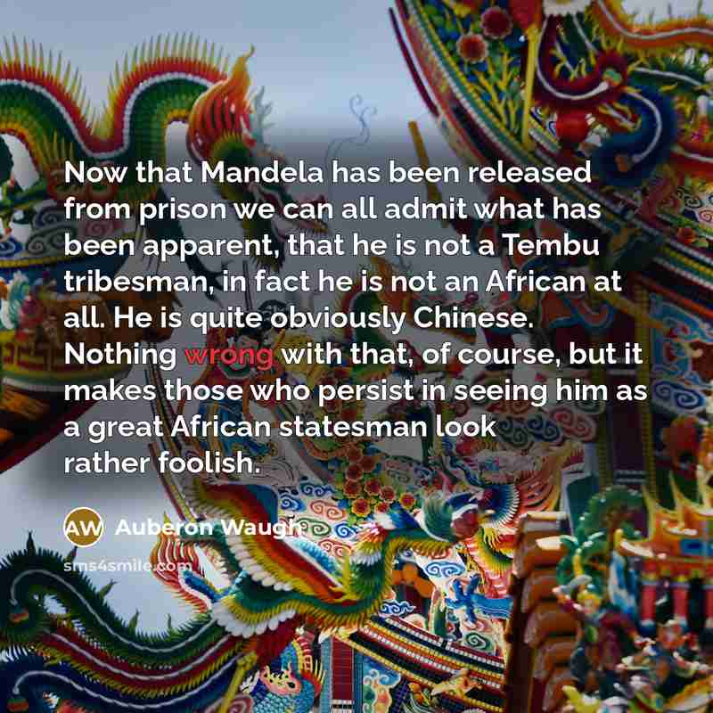 “Now that Mandela has been released from prison we can…” quote by Auberon Waugh