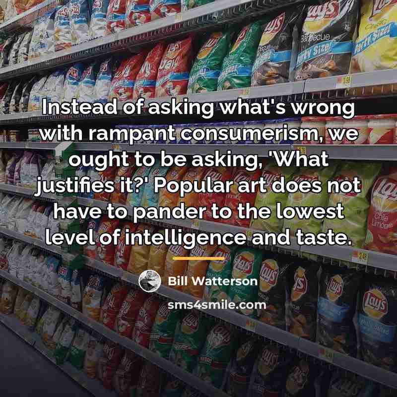 “Instead of asking what's wrong with rampant consumerism, we ought…” quote by Bill Watterson
