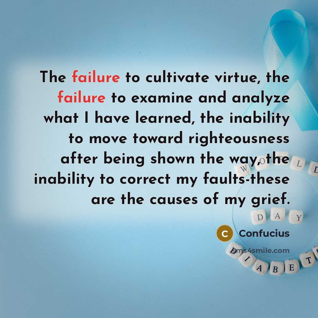“The failure to cultivate virtue, the failure to examine and…” quote by Confucius