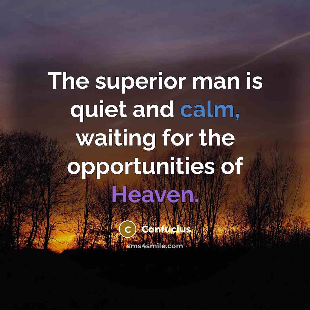 “The superior man is quiet and calm, waiting for the…” quote by Confucius