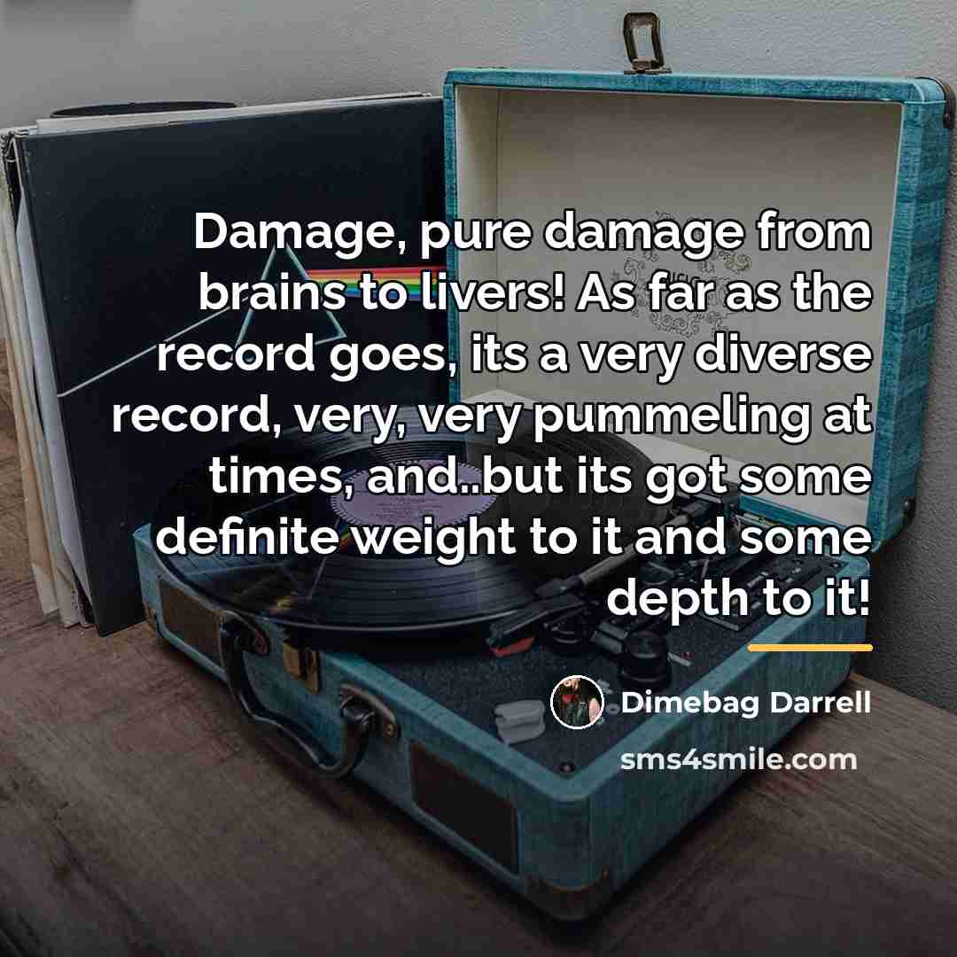 “Damage, pure damage from brains to livers! As far as…” quote by Dimebag Darrell