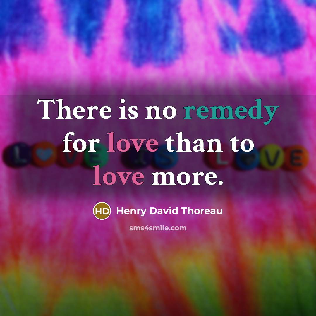 “There is no remedy for love than to love more.…” quote by Henry David Thoreau