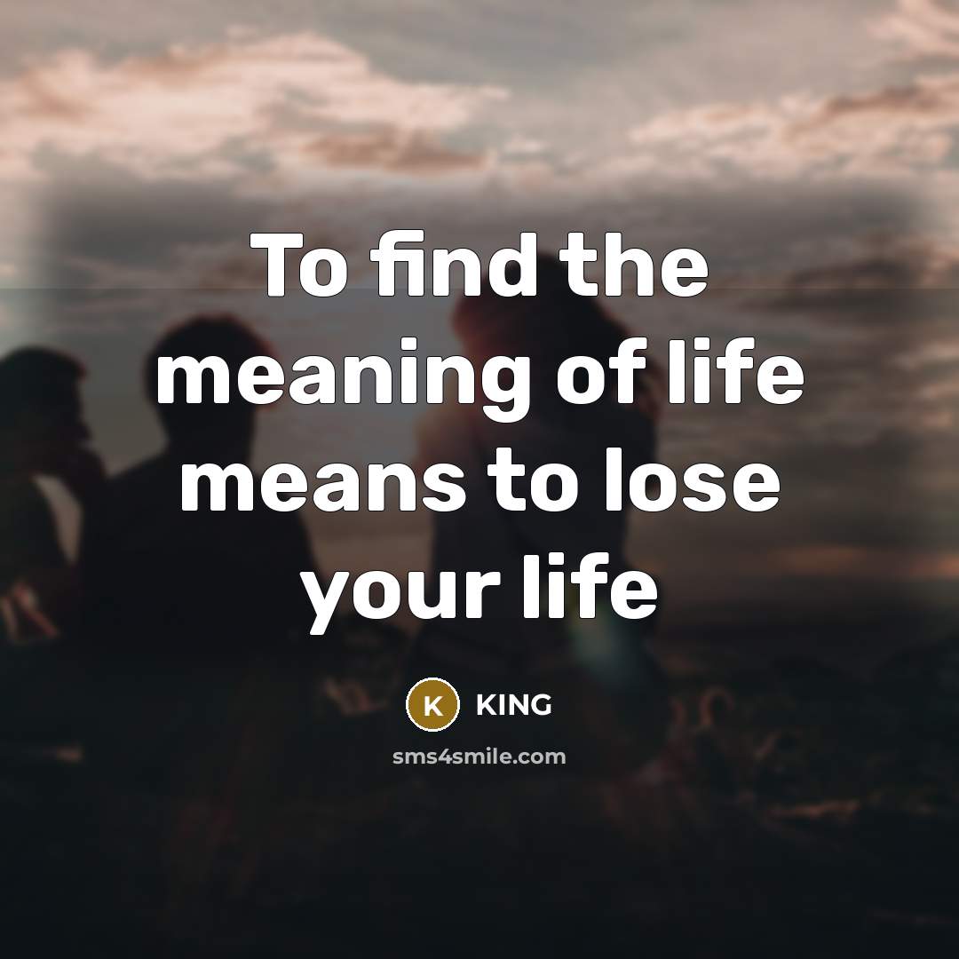 “To find the meaning of life means to lose your…” quote by KING
