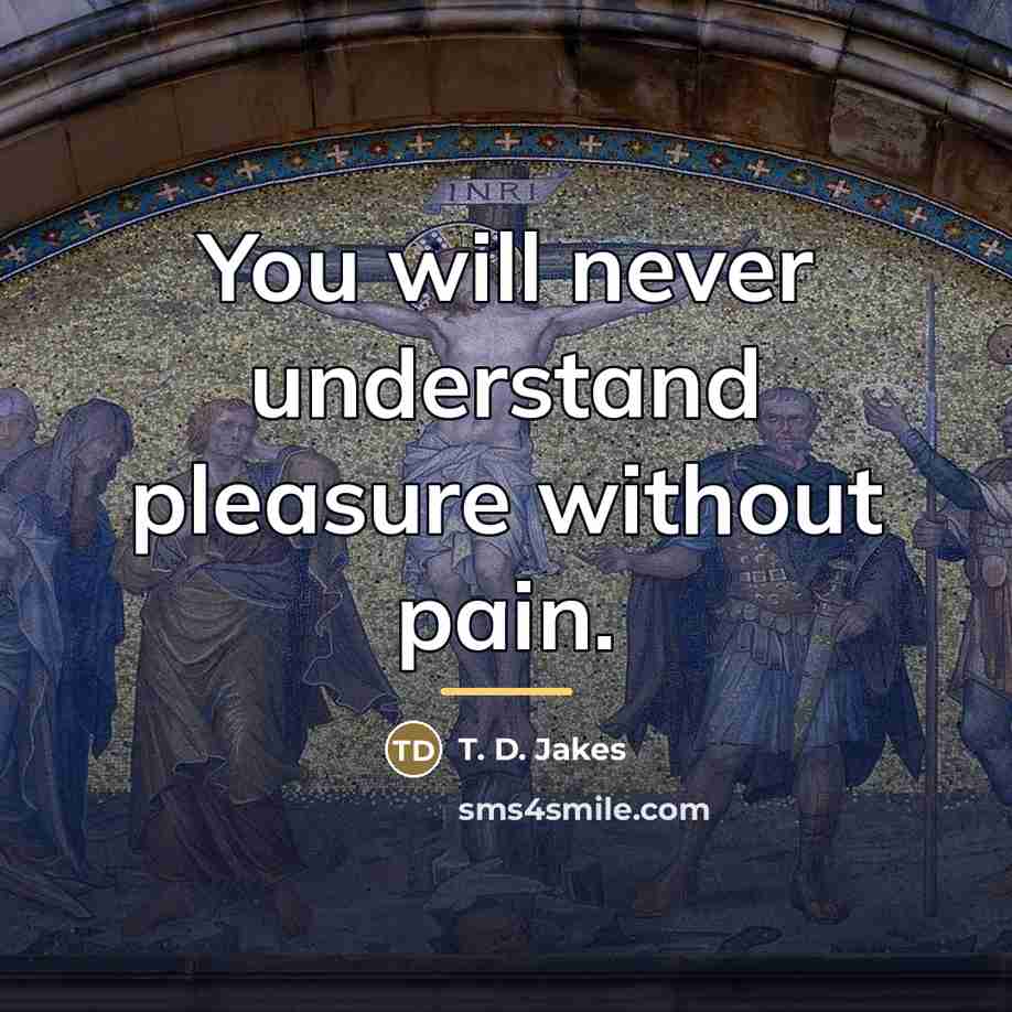 “You will never understand pleasure without pain.…” quote by T. D. Jakes