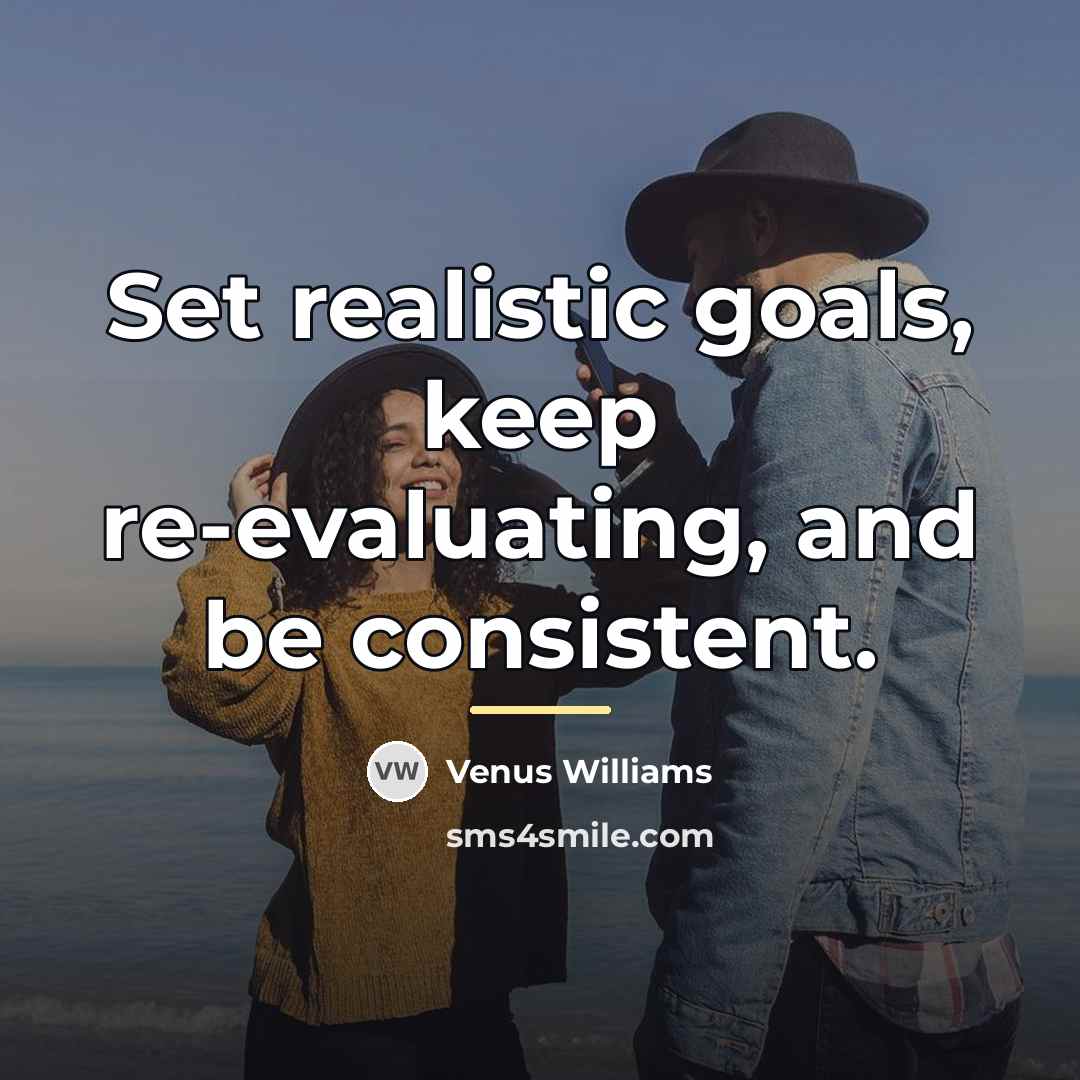 “Set realistic goals, keep re-evaluating, and be consistent.…” quote by Venus Williams