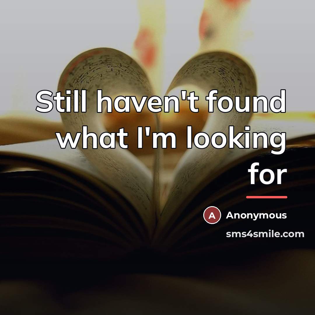 “Still haven't found what I'm looking for…” quote by Anonymous