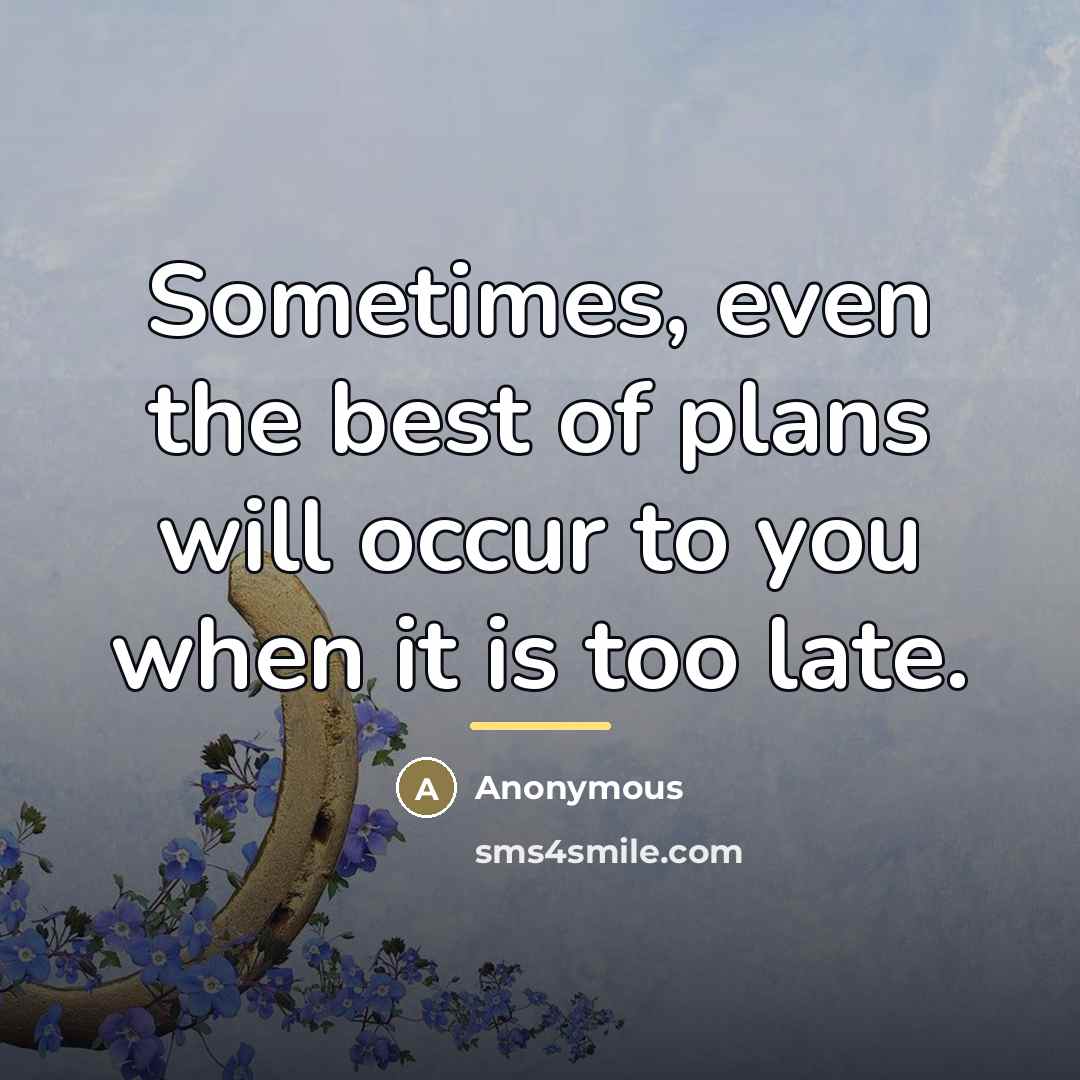 “Sometimes, even the best of plans will occur to you…” quote by Anonymous