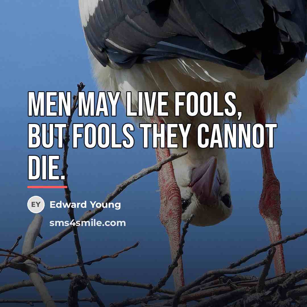 “Men may live fools, but fools they cannot die.…” quote by Edward Young