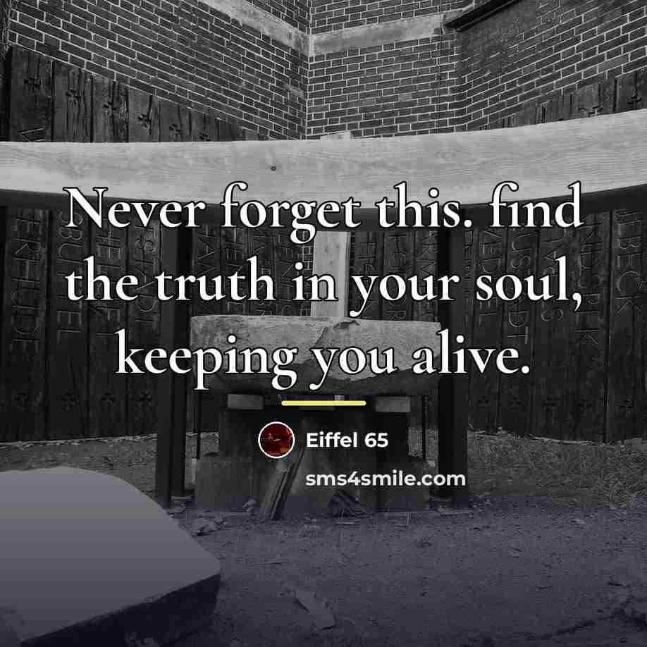 “Never forget this. find the truth in your soul, keeping…” quote by Eiffel 65