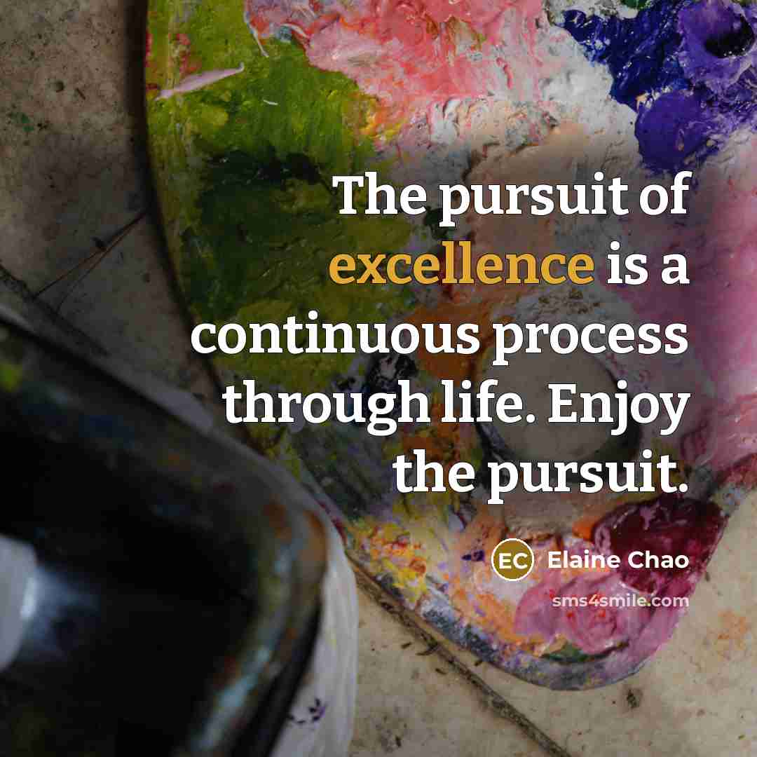 “The pursuit of excellence is a continuous process through life.…” quote by Elaine Chao