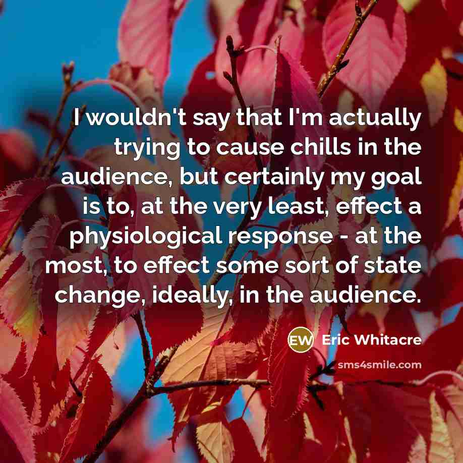 “I wouldn't say that I'm actually trying to cause chills…” quote by Eric Whitacre