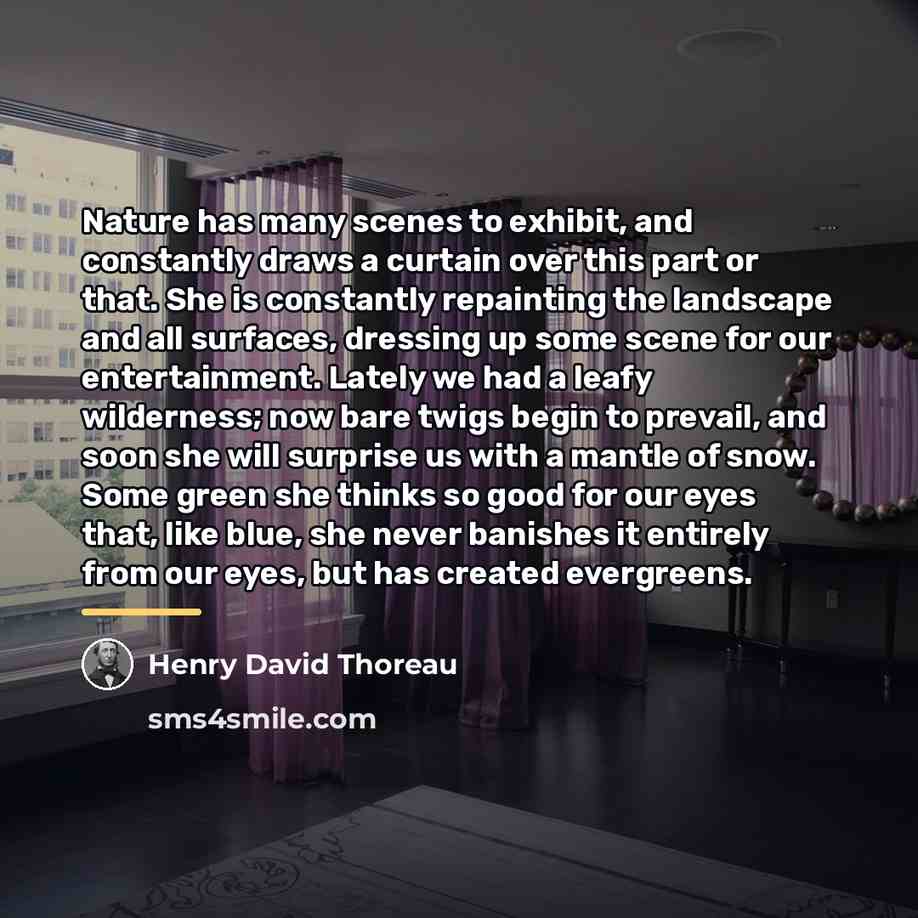 “Nature has many scenes to exhibit, and constantly draws a…” quote by Henry David Thoreau