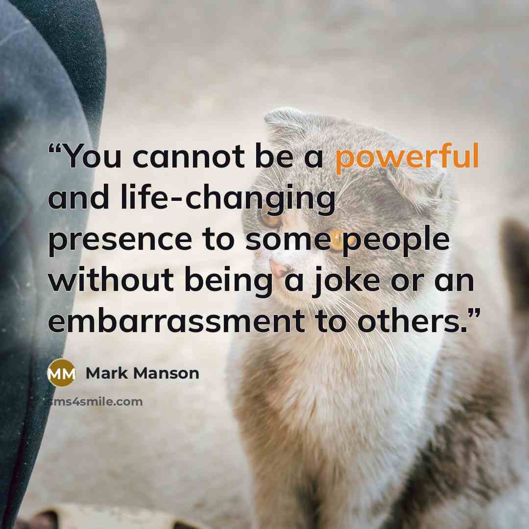 “You cannot be a powerful and life-changing presence to some people without being a joke or an embarrassment to others.” quote by Mark Manson