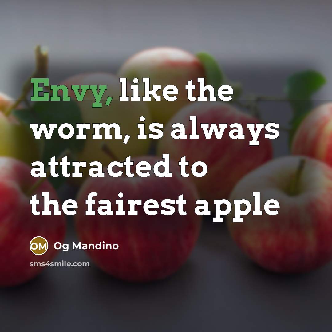 “Envy, like the worm, is always attracted to the fairest…” quote by Og Mandino