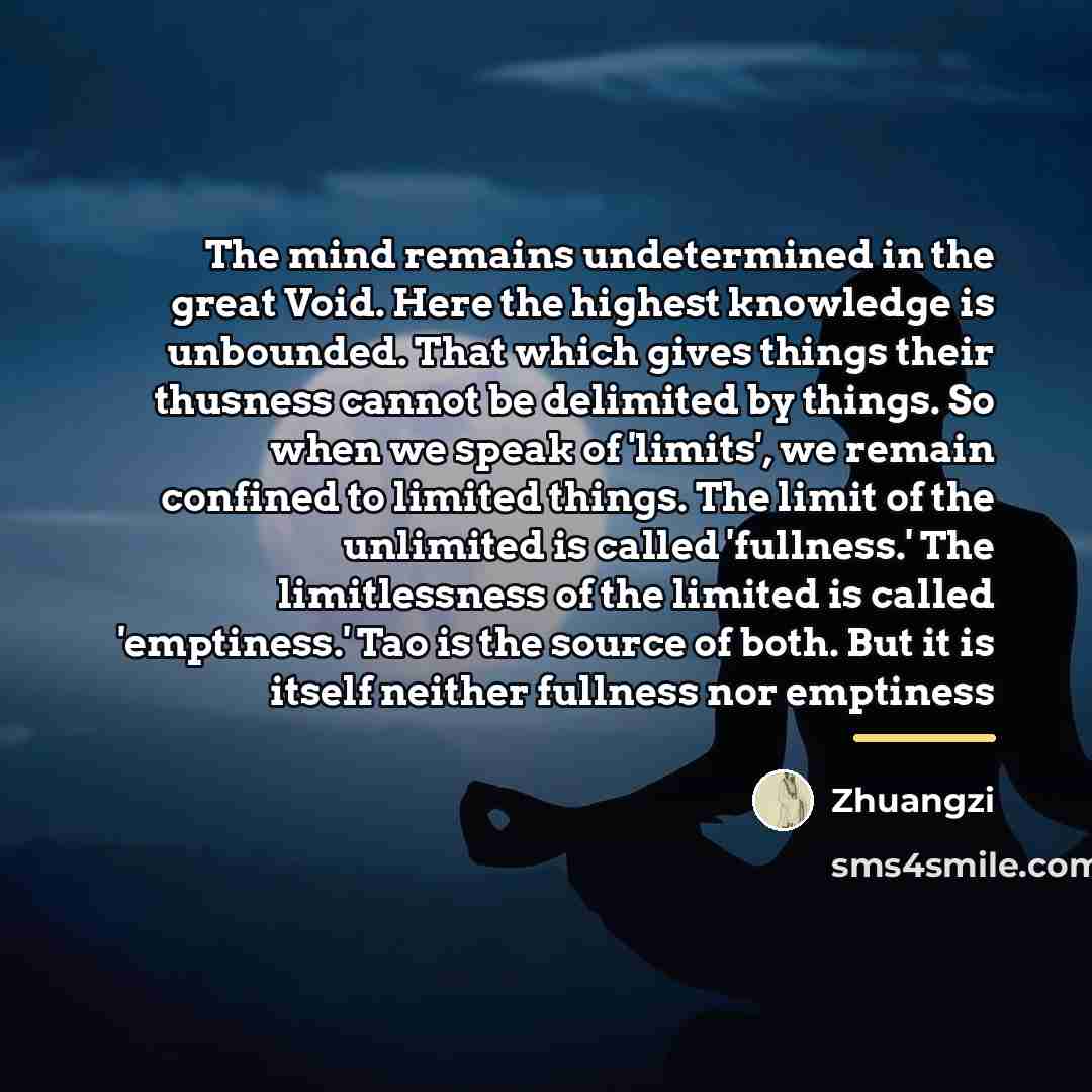 “The mind remains undetermined in the great Void. Here the…” quote by Zhuangzi