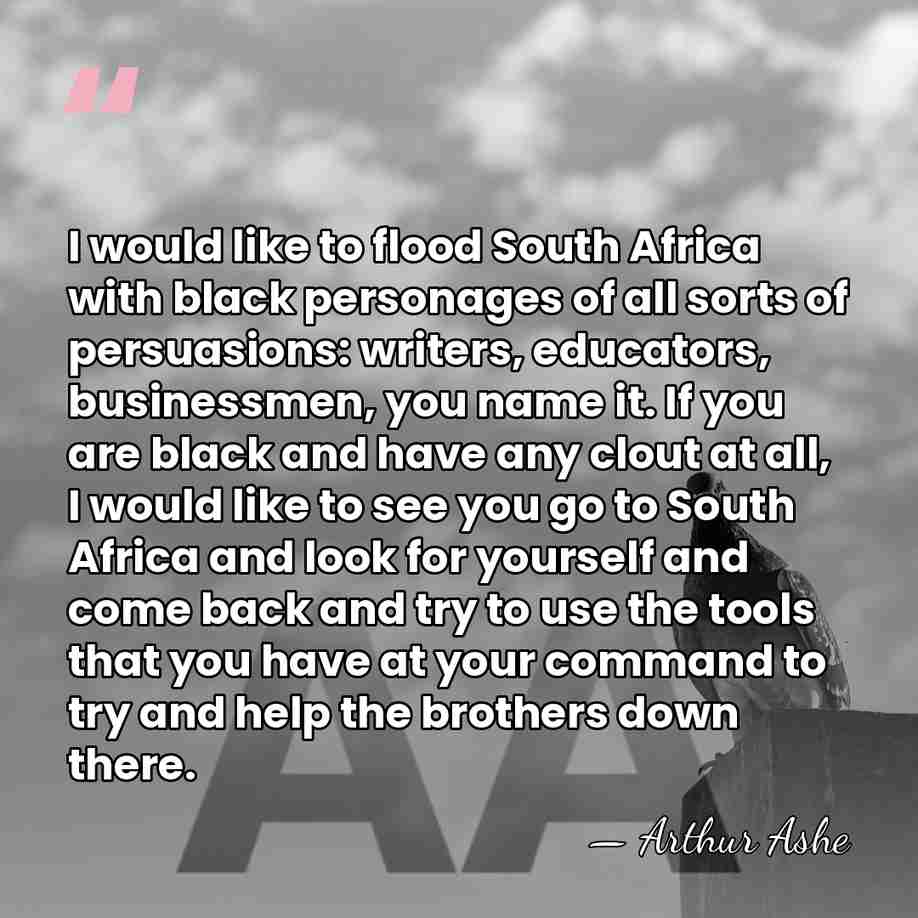I would like to flood South Africa with black personages of all&hellip; - Arthur Ashe