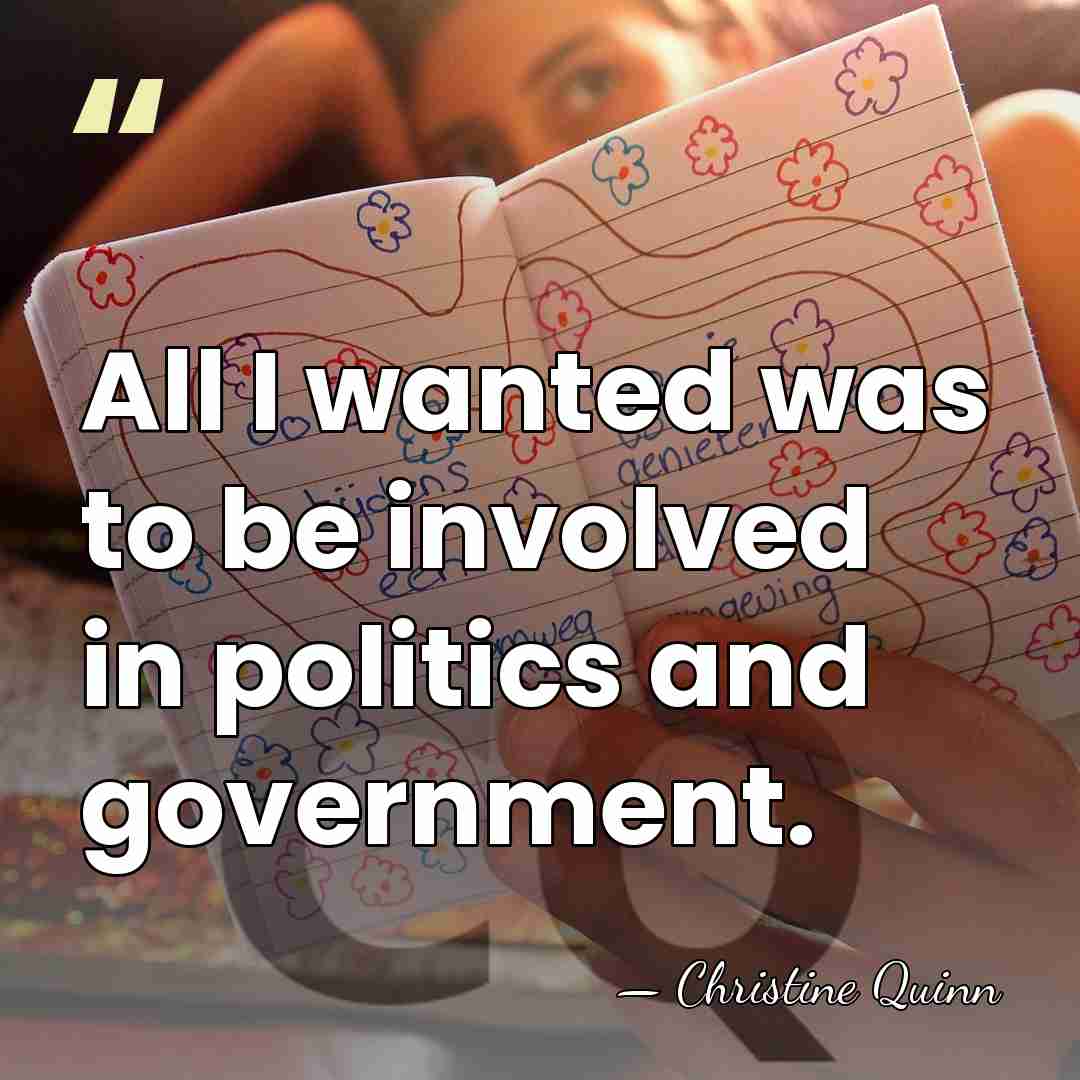 All I wanted was to be involved in politics and government. - Christine Quinn