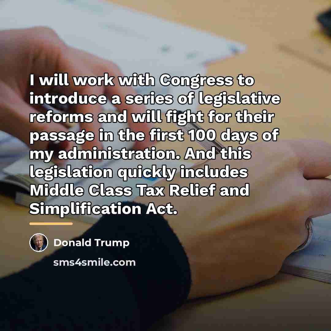 “I will work with Congress to introduce a series of…” quote by Donald Trump