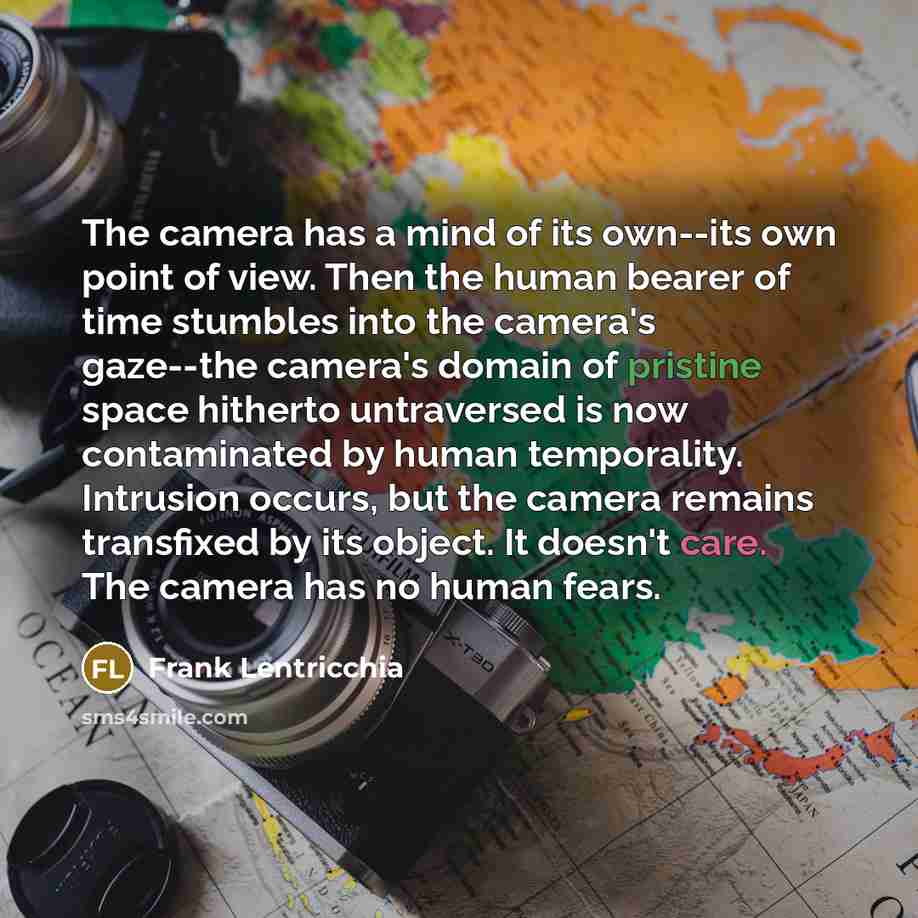 “The camera has a mind of its own--its own point…” quote by Frank Lentricchia