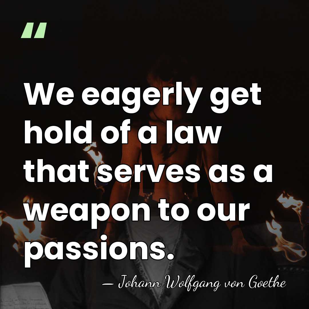 We eagerly get hold of a law that serves as a weapon&hellip; - Johann Wolfgang von Goethe