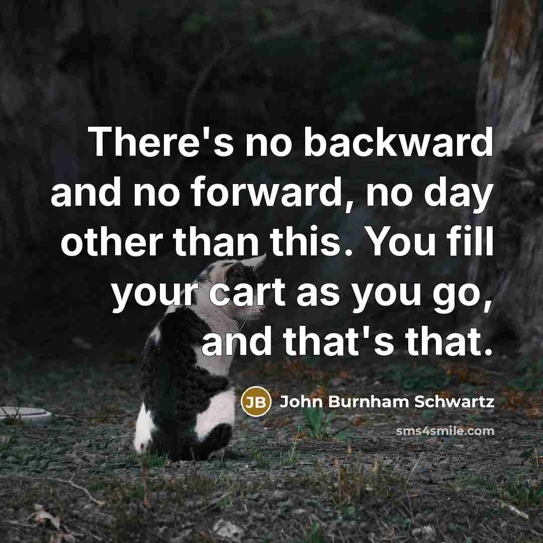 “There's no backward and no forward, no day other than…” quote by John Burnham Schwartz