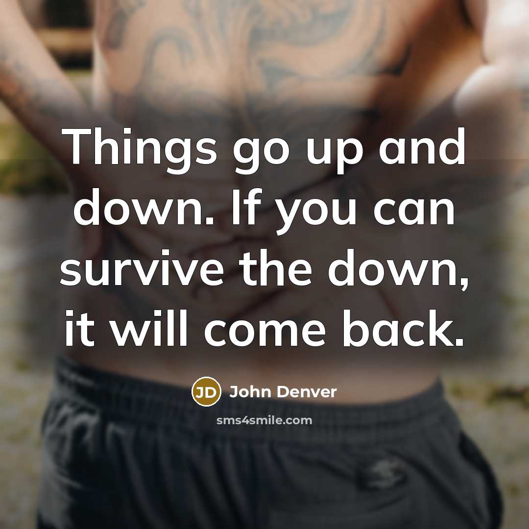 “Things go up and down. If you can survive the…” quote by John Denver