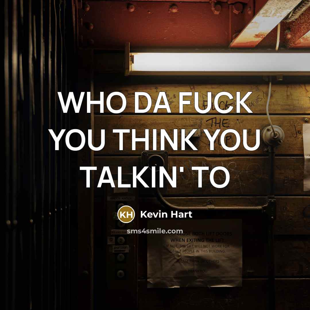 “WHO DA FUCK YOU THINK YOU TALKIN' TO” quote by Kevin Hart