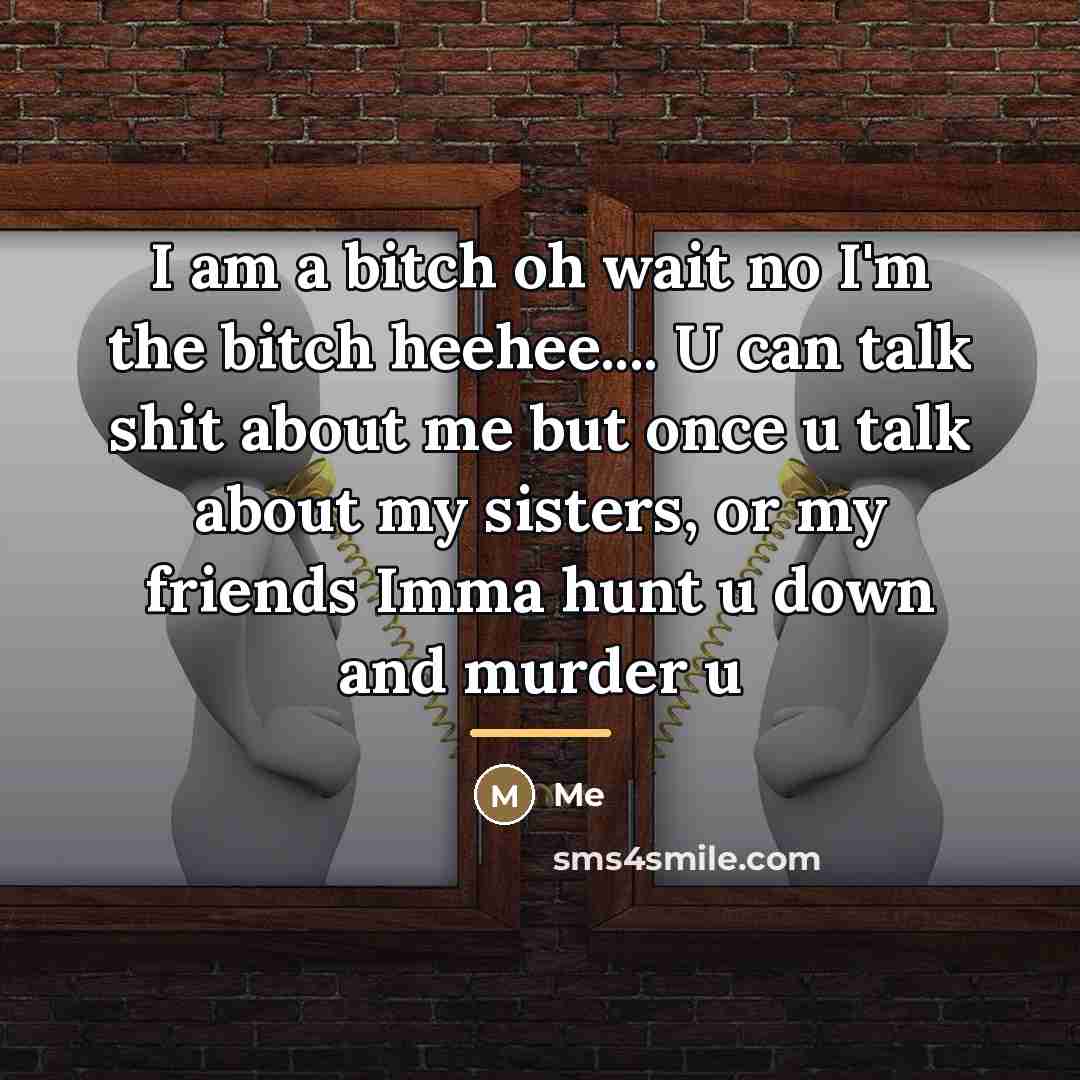 “I am a bitch oh wait no I'm the bitch…” quote by ME