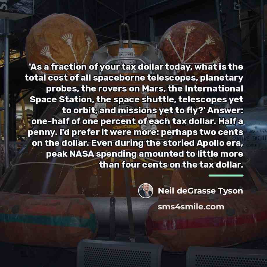“'As a fraction of your tax dollar today, what is…” quote by Neil deGrasse Tyson