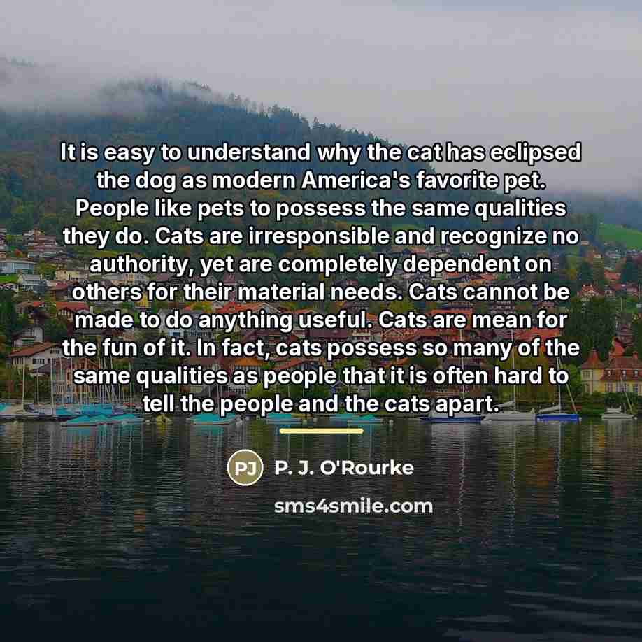“It is easy to understand why the cat has eclipsed…” quote by P. J. O'Rourke